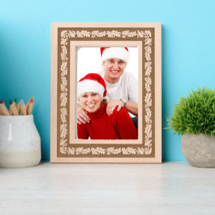 Weihnachts-Holly- und Berries-Grenze Geätzte Rahmen