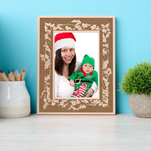 Weihnachts-Holly- und Berries-Kranz-Grenze Geätzte Rahmen