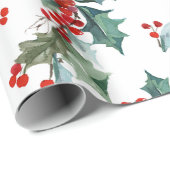 Weihnachts-Holly- und Berries-Muster Geschenkpapier (Rolleneckpunkt)