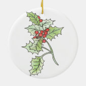 Weihnachts-Holly und Berry-Ornament Keramik Ornament (Hinten)