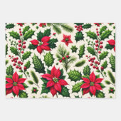 Weihnachts-Holly und Poinsetta-Umschlagpapier Geschenkpapier Set (Vorderseite 3)