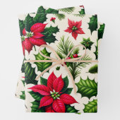 Weihnachts-Holly und Poinsetta-Umschlagpapier Geschenkpapier Set (Beispiel)
