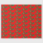 Weihnachts Holly Wrapping Paper Geschenkpapier (Flach)
