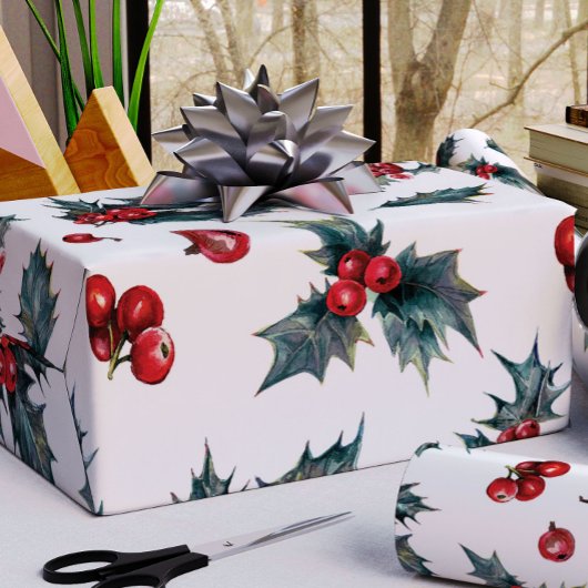 Weihnachts Holly Wrapping Paper Geschenkpapier
