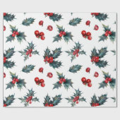 Weihnachts Holly Wrapping Paper Geschenkpapier (Flach)