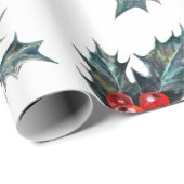 Weihnachts Holly Wrapping Paper Geschenkpapier (Rolleneckpunkt)