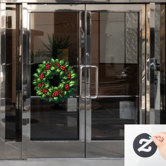 Weihnachts-Holly-Wreath-Fenster Fensteraufkleber (Büro Tür)