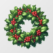 Weihnachts-Holly-Wreath-Fenster Fensteraufkleber (Blatt)