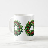 Weihnachts-Holly-Wreath-Tasse Kaffeetasse (Vorderseite Links)