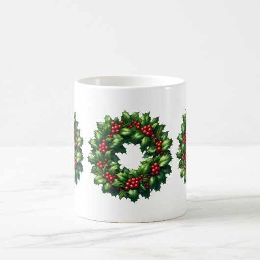Weihnachts-Holly-Wreath-Tasse Kaffeetasse (Mittel)