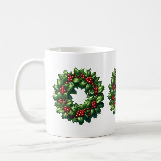 Weihnachts-Holly-Wreath-Tasse Kaffeetasse (Links)