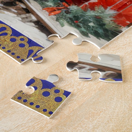 Weihnachts-Holly-Zug Winter-Schneekissen Puzzle (Seite)