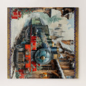 Weihnachts-Holly-Zug Winter-Schneekissen Puzzle (Horizontal)