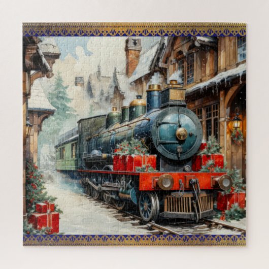Weihnachts-Holly-Zug Winter-Schneekissen Puzzle (Vertikal)