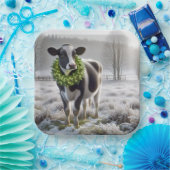 Weihnachts-Holstein-Kuh mit einem Kranz Pappteller (Party)
