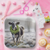 Weihnachts-Holstein-Kuh mit einem Kranz Pappteller (Party)
