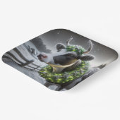 Weihnachts-Holstein-Kuh mit glühendem Kranz Pappteller (Gewinkelt)