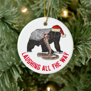 Weihnachts-Honigdachs-Lacht-auf-dem-Weg-Zitat Keramik Ornament