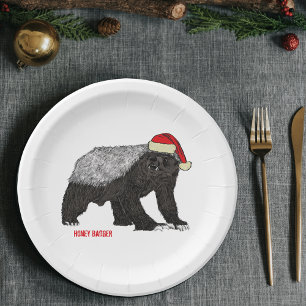 Weihnachts-Honigdachs Pappteller