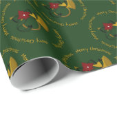 Weihnachts-Horn-Grün-Geschenkpapier Geschenkpapier (Rolleneckpunkt)