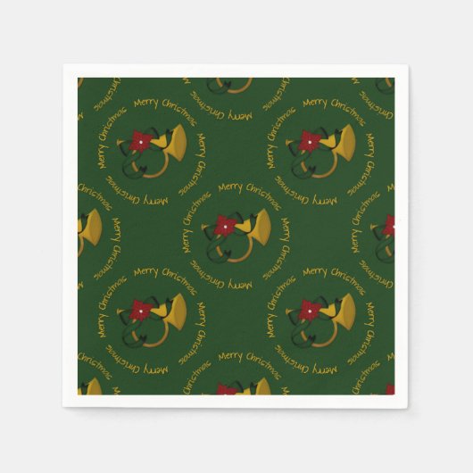 Weihnachts-Horn-Grün-PAPIER NAPKINS Serviette (Vorderseite)
