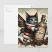 Weihnachts Horror Kitty Fairy mit Eggnog Postkarte (Vorne/Hinten)