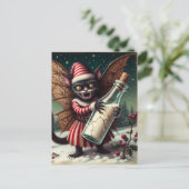 Weihnachts-Horror-Kitty-Fairy mit Milch Postkarte (Stehend Vorderseite)