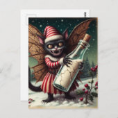 Weihnachts-Horror-Kitty-Fairy mit Milch Postkarte (Vorne/Hinten)