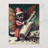 Weihnachts-Horror-Kitty-Fairy mit Milch Postkarte (Vorderseite)