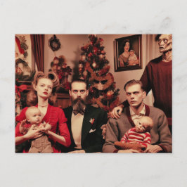 Weihnachts-Horror Retro Creepy Familienportrait Postkarte