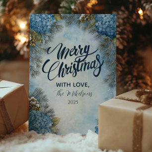 Weihnachts Hortensien Tannenzapfen Feiertagskarte