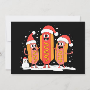 Weihnachts-Hot-Dog-Weihnachtsmann-Mütze-Schneemann Einladung