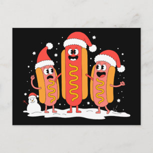 Weihnachts-Hot-Dog-Weihnachtsmann-Mütze-Schneemann Feiertagspostkarte