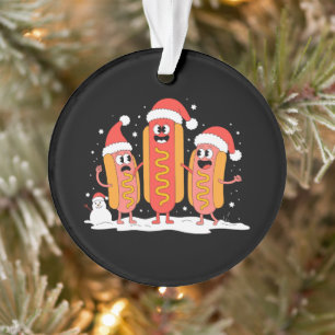 Weihnachts-Hot-Dog-Weihnachtsmann-Mütze-Schneemann Ornament