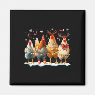Weihnachts-Huhn-Familie-Santa-Bauer-Lustiges-Xmas- Magnet