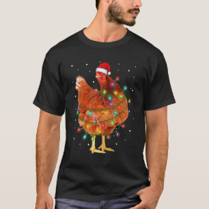 Weihnachts Huhn Henne Baumlichter Xmas Huhn T-Shirt