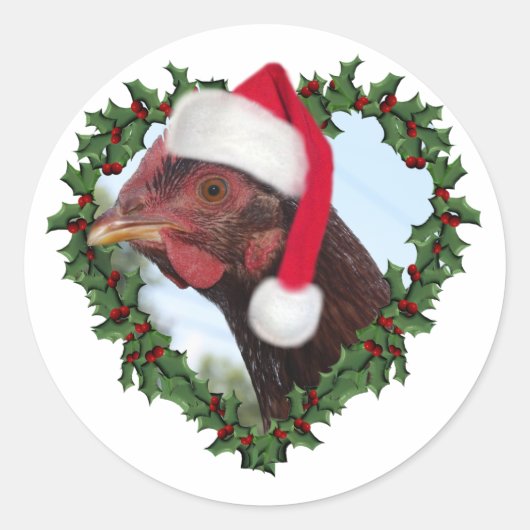 Weihnachts-Huhn * Rhode Island Rot Runder Aufkleber (Vorderseite)