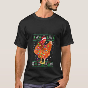 Weihnachts-Huhn-Santa-Hut-Xmas-Lichter-Chi Damen T-Shirt