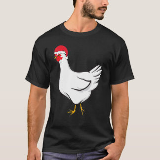 Weihnachts-Huhn-Santa-Hut-Xmas-Pyjama für Jungen T-Shirt