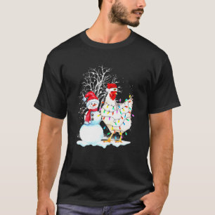 Weihnachts Huhn Schneemann Henne Lichter Xmas Huhn T-Shirt