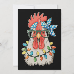 Weihnachts Huhn Xmas Lichter Bauernhof Familie Feiertagskarte
