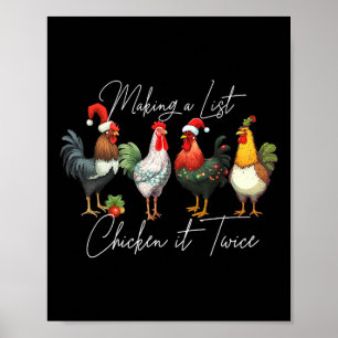 Weihnachts-Hühnchen Lover Xmas Weihnachtsmannmütze Poster