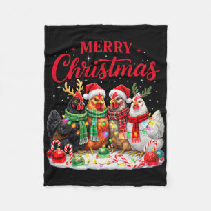 Weihnachts Hühner Lichter Santa Xmas Bauernhof Tie Fleecedecke