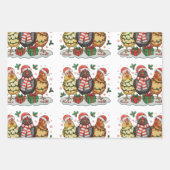 Weihnachts-Hühnerfarm Xmas Lights Familienurlaub Geschenkpapier Set (Vorderseite)