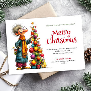 Weihnachts-Humor-Frau Benutzerdefinierte Grußkarte Feiertagskarte