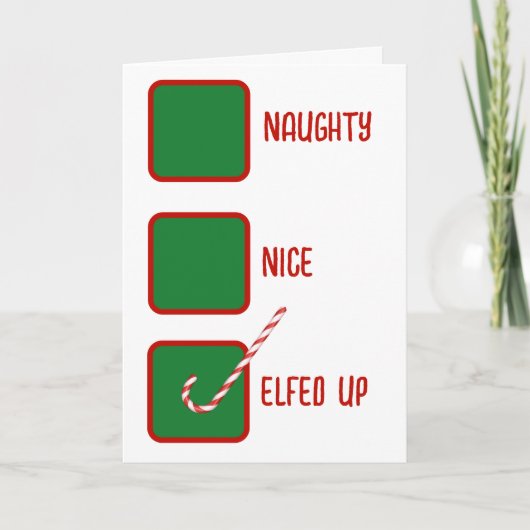 Weihnachts-Humor Unartig oder Artig Kontrollkästch Karte (Vorderseite)