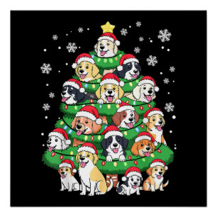 Weihnachts-Hund-Baum - Niedliche Fröhliche Weihnac Poster