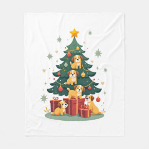 Weihnachts-Hund-Baum-T-Shirt Süß Lustig Welpen Hun Fleecedecke