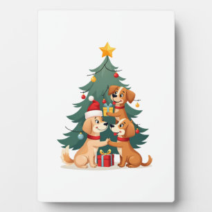 Weihnachts-Hund-Baum-T-Shirt Süß Lustig Welpen Hun Fotoplatte