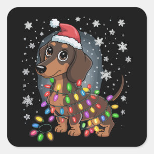 Weihnachts Hund Dachshund Nikolaus Weihnachten Wie Quadratischer Aufkleber